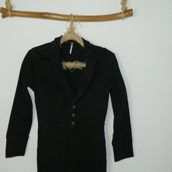Free People Coverall Black Mechanic Size 0 - Picture 9 of 11